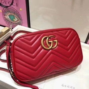 New Marmont Small Matelassé Red Shoulder Bag